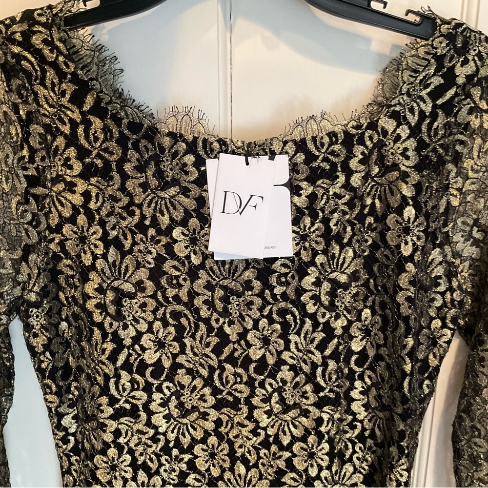 DVF Zarita…gold and black dress…size 8…nwt…